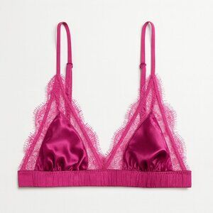 LOVE Stories x H&M Lace & Satin Bralette | Fuchsia Pink | Size 32A / LOVE 1B
